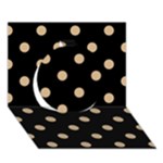 Polka Dots - Tan Brown on Black Circle 3D Greeting Card (7x5)