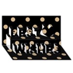 Polka Dots - Tan Brown on Black Best Wish 3D Greeting Card (8x4)