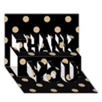 Polka Dots - Tan Brown on Black THANK YOU 3D Greeting Card (7x5)