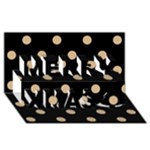 Polka Dots - Tan Brown on Black Merry Xmas 3D Greeting Card (8x4)