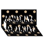 Polka Dots - Tan Brown on Black Congrats Graduate 3D Greeting Card (8x4)