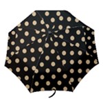 Polka Dots - Tan Brown on Black Folding Umbrella