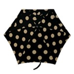 Polka Dots - Tan Brown on Black Mini Umbrella