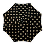 Polka Dots - Tan Brown on Black Golf Umbrella