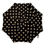 Polka Dots - Tan Brown on Black Hook Handle Umbrella (Small)