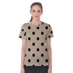 Polka Dots - Black on Khaki Brown Women s Cotton Tee