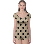 Polka Dots - Black on Khaki Brown Boyleg Leotard (Ladies)