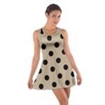 Polka Dots - Black on Khaki Brown Cotton Racerback Dress