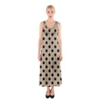 Polka Dots - Black on Khaki Brown Full Print Maxi Dress