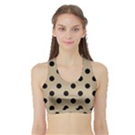 Polka Dots - Black on Khaki Brown Women s Sports Bra with Border