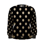 Polka Dots - Khaki Brown on Black Women s Sweatshirt