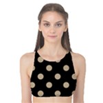 Polka Dots - Khaki Brown on Black Tank Bikini Top