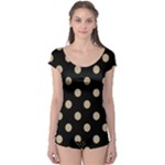 Polka Dots - Khaki Brown on Black Boyleg Leotard (Ladies)