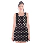 Polka Dots - Khaki Brown on Black Scoop Neck Skater Dress