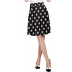 Polka Dots - Khaki Brown on Black A-Line Skirt