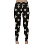 Polka Dots - Khaki Brown on Black Yoga Leggings