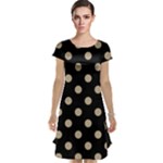 Polka Dots - Khaki Brown on Black Cap Sleeve Nightdress