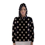 Polka Dots - Khaki Brown on Black Hooded Wind Breaker (Women)