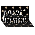 Polka Dots - Khaki Brown on Black Happy Birthday 3D Greeting Card (8x4)