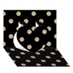 Polka Dots - Khaki Brown on Black Heart 3D Greeting Card (7x5)