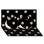 Polka Dots - Khaki Brown on Black Twin Hearts 3D Greeting Card (8x4)