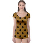 Polka Dots - Black on Golden Brown Boyleg Leotard (Ladies)