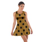 Polka Dots - Black on Golden Brown Cotton Racerback Dress