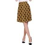 Polka Dots - Black on Golden Brown A-Line Skirt