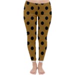 Polka Dots - Black on Golden Brown Winter Leggings