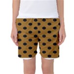 Polka Dots - Black on Golden Brown Women s Basketball Shorts