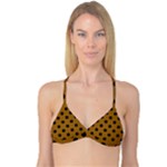 Polka Dots - Black on Golden Brown Reversible Tri Bikini Top