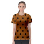 Polka Dots - Black on Brown Women s Sport Mesh Tee