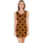 Polka Dots - Black on Brown Bodycon Dress