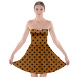 Polka Dots - Black on Brown Strapless Bra Top Dress