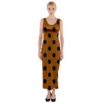 Polka Dots - Black on Brown Fitted Maxi Dress