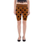 Polka Dots - Black on Brown Yoga Cropped Leggings