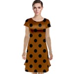 Polka Dots - Black on Brown Cap Sleeve Nightdress