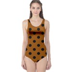 Polka Dots - Black on Brown One Piece Swimsuit