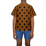 Polka Dots - Black on Brown Kid s Short Sleeve Swimwear