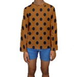 Polka Dots - Black on Brown Kid s Long Sleeve Swimwear