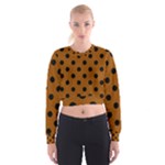 Polka Dots - Black on Brown Women s Cropped Sweatshirt