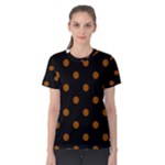 Polka Dots - Brown on Black Women s Cotton Tee