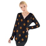 Polka Dots - Brown on Black Women s Tie Up Tee