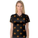 Polka Dots - Brown on Black Women s V-Neck Sport Mesh Tee