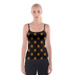 Polka Dots - Brown on Black Spaghetti Strap Top