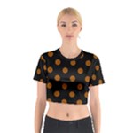 Polka Dots - Brown on Black Cotton Crop Top