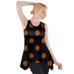 Polka Dots - Brown on Black Side Drop Tank Tunic