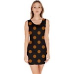 Polka Dots - Brown on Black Bodycon Dress