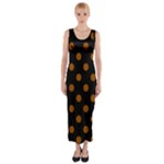 Polka Dots - Brown on Black Fitted Maxi Dress