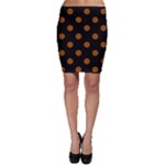 Polka Dots - Brown on Black Bodycon Skirt